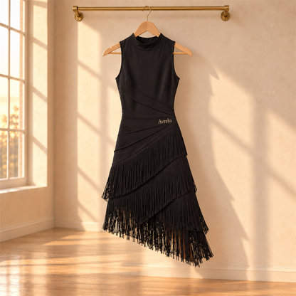 Avrelu Nocturne Fringe Dress on-body movement view